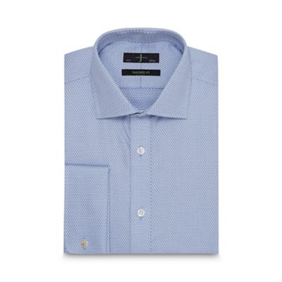 J by Jasper Conran Big and tall designer blue heavy twill and dash tailored fit shirt